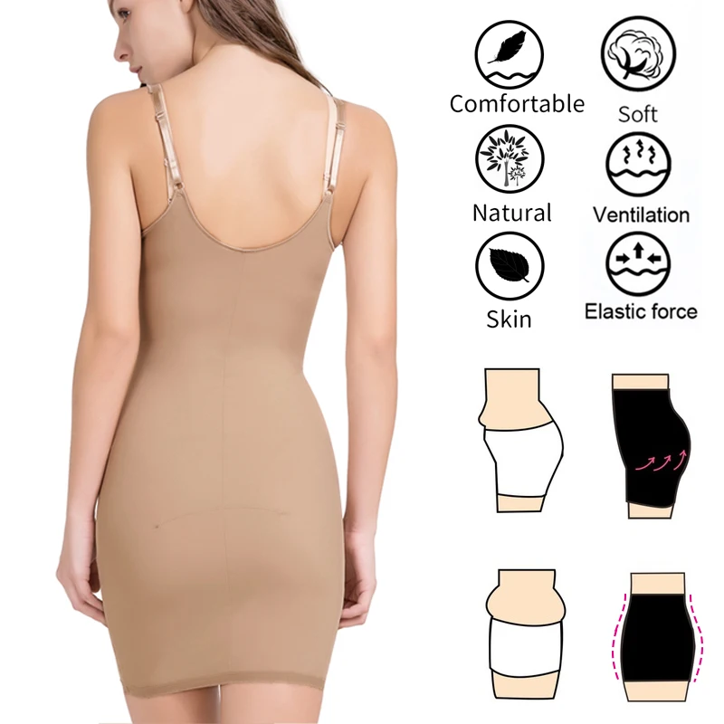 Women Full Body Shapewear Camisole Slips V Neck Slimming Shaper