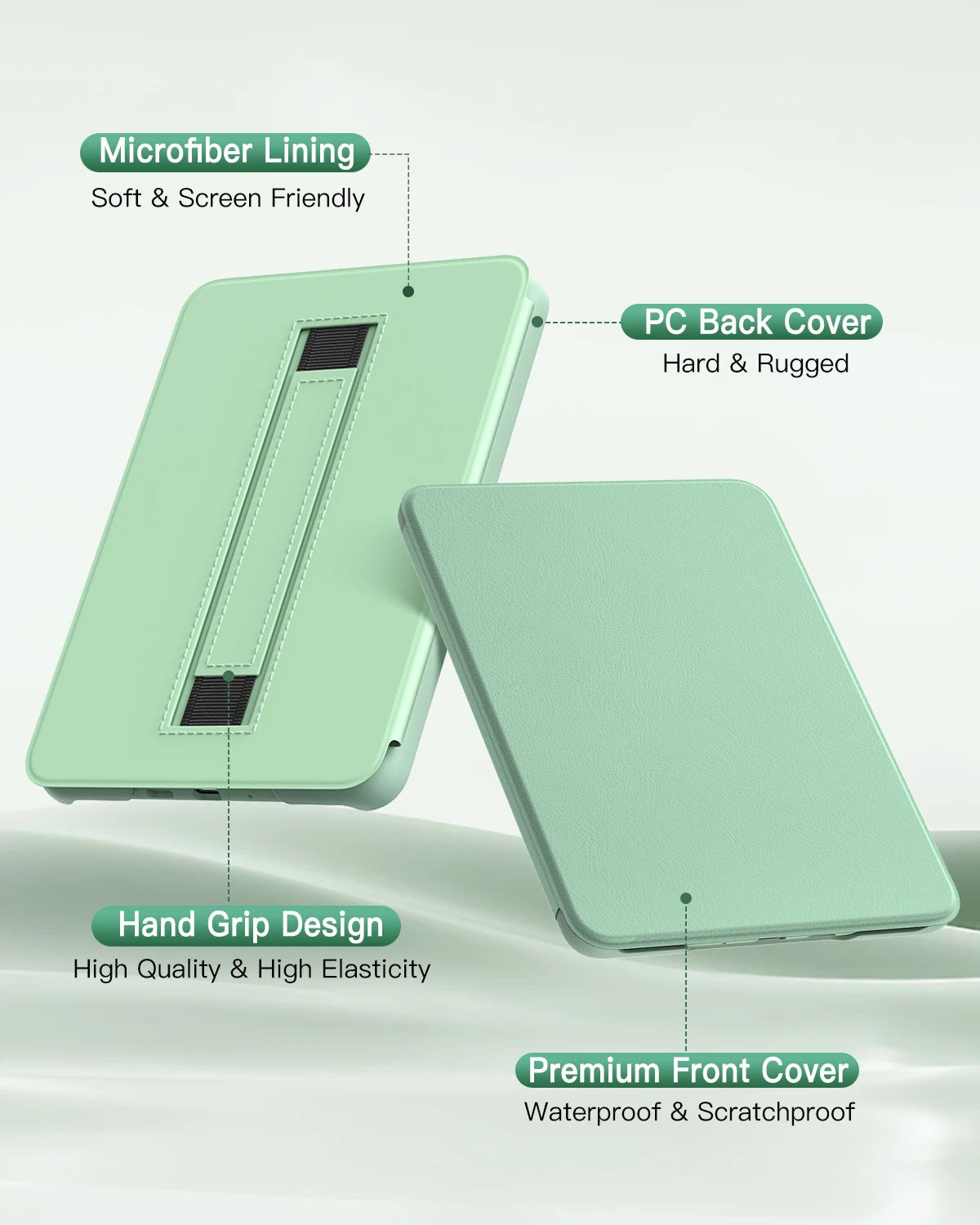 Lightweight Shell Cover with Hand Strap and Auto Wake/Sleep
