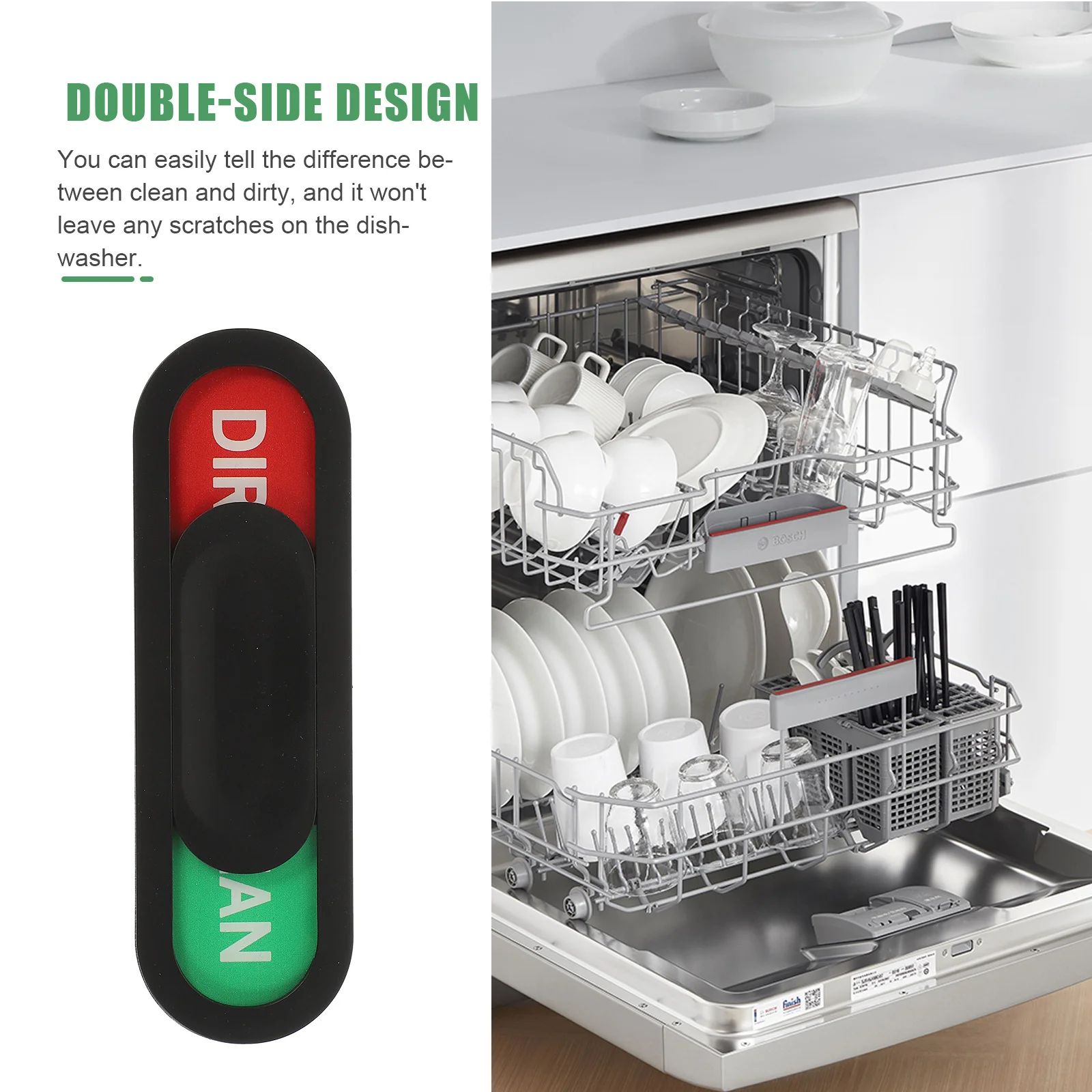 Dishwasher Magnet Oval Clean Dirty Sign Magnetic Non-Scratching Sliding Indicator Replacement Sticker