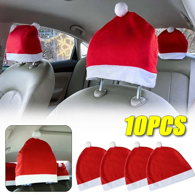 Christmas Car Seat Cover Santa Hat Decoration