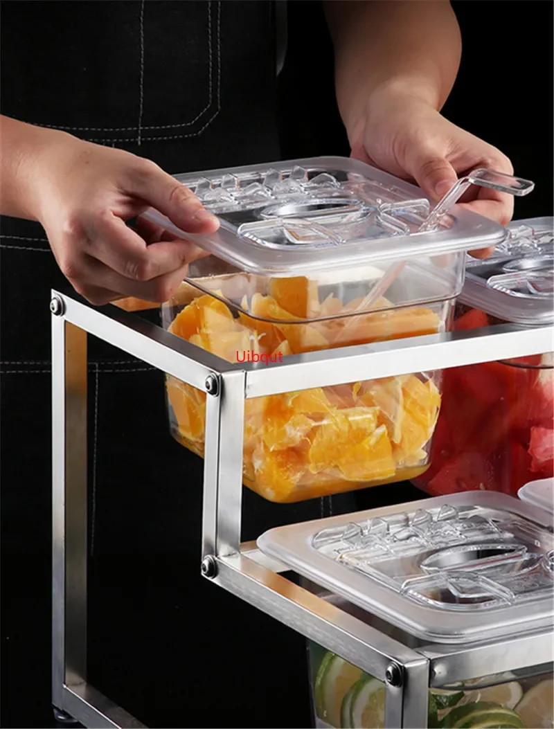 Acrylic transparent GN pans Visible food square pots Exhibition plate tray milk tea shop basin Containers Storage box with rack 4