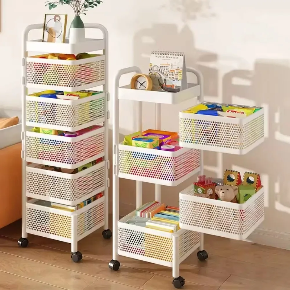 Kitchen Shelving Multi-floor Home Installation Free Multi-functional Storage Rack Vegetable and Fruit Basket Removable Rotating