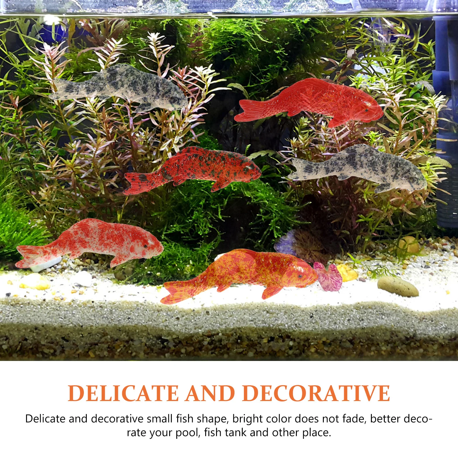 5 Pcs Koi Decorations Toy Small Fish Figurines Aquariums Artificial Goldfish Tank Floating Compact Figure fish tank Neon Lights