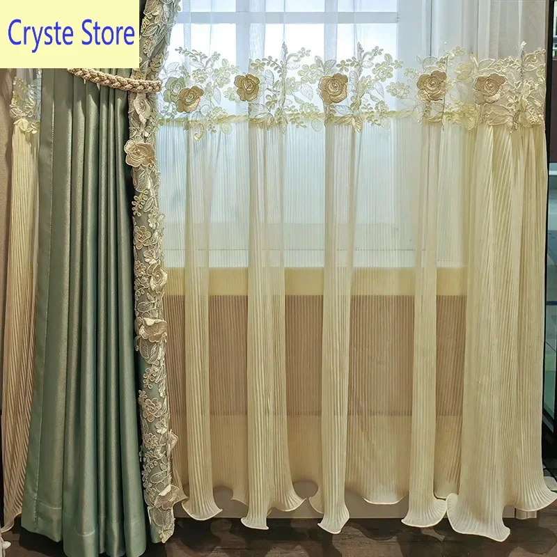

Curtains for Living Room Dining Bedroom New European Place French Style Nordic Princess Warm Romantic Finished Product Door