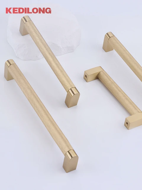 KEDLO ทองเหลืองยุโรปโมเดิร์นตาข่าย Knurling Handle ตู้ครัวดึงมือจับลิ้นชักทองแดง Handle 1