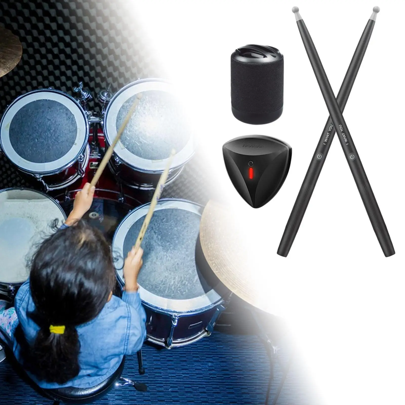 AeroBand PocketDrum 2 PLUS Somatosensory Digital Electronic Air Drum Stick  Set Drumsticks & Foot Pedals & Bluetooth Adapter