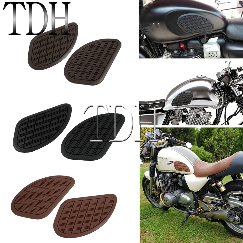 

Cafe Racer Old School Gas Tank Knee Pad Tank Grip Pad Traction Sticker Rubber Protector for harley XL XS XS650 CB750 SR KZ BMW