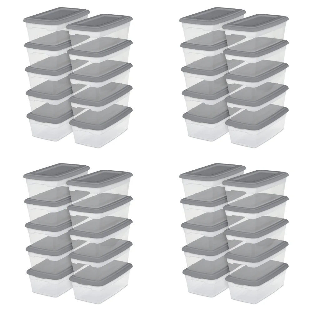 

Sterilite 6 Qt. Storage Box Plastic, Titanium, Set of 40 Home Organization 14.00 X 8.00 X 4.88 Inches