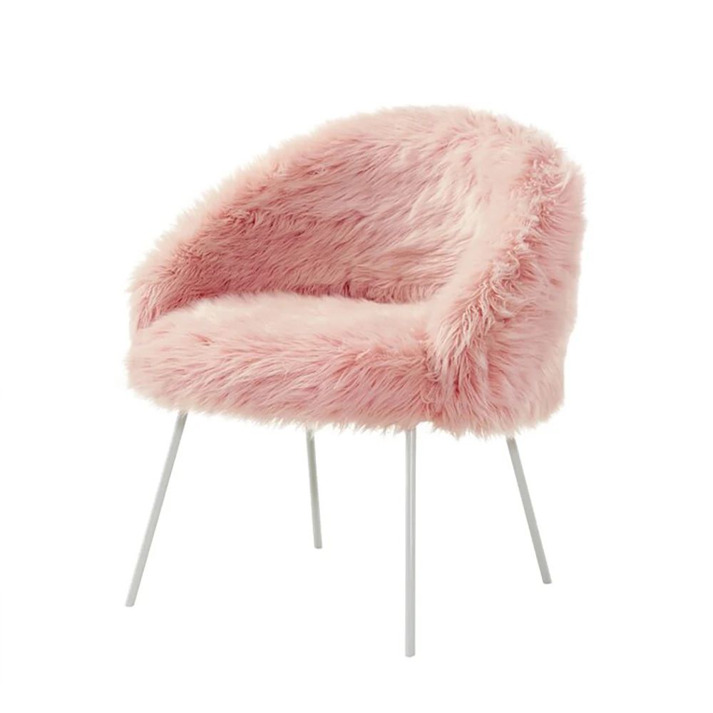 

Hot Selling Modern Stainless Steel Leg Faux Fur Leisure Chair Barrel Chair