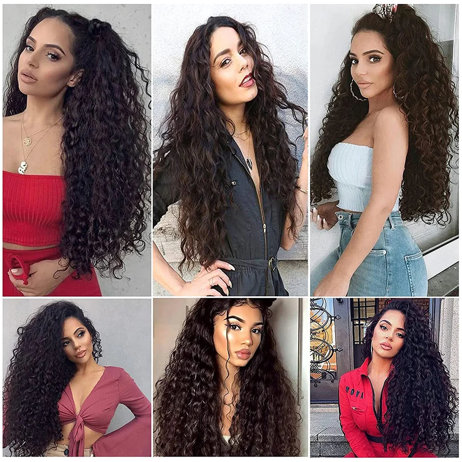 Afro Kinky Curly Hair Bundles Extensions Synthetic Hair Soft Heat Resistant Afro Culrls 300g Full Head Wig 26-28Inch Super Long