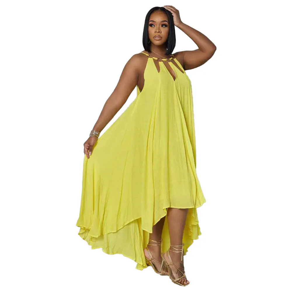 

Robes African Dress Women Sleeveless Loose Boubou Summer New Fashion Solid Irregular Elegant Sexy Party African Maxi Dress 2023