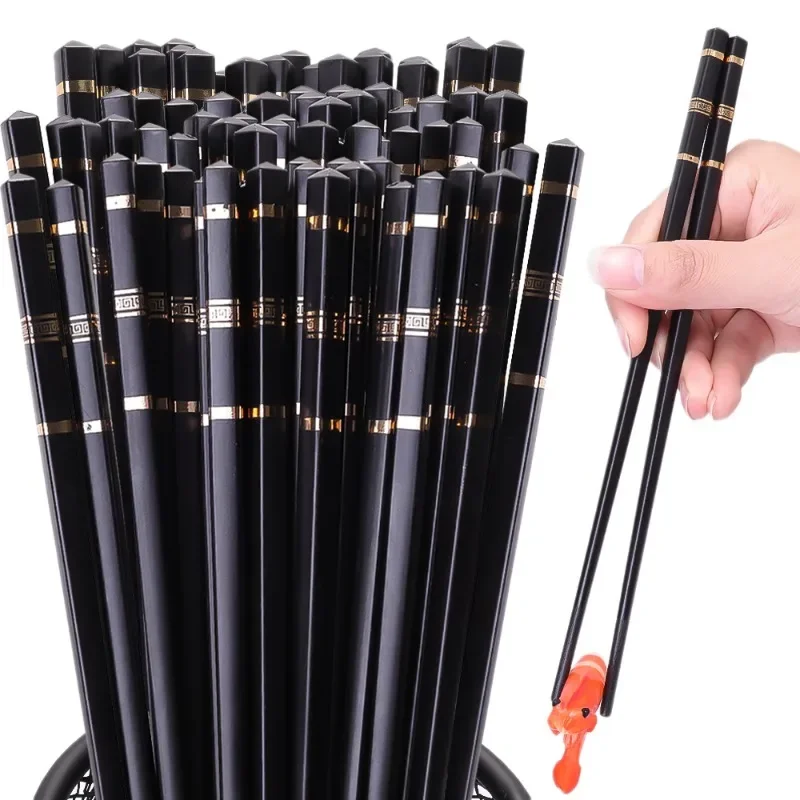 Description Picture 2 of itemMetal Chinese Chopstick Black Alloy Chopsticks Reusable Non-slip Sushi Food Chop Sticks Food Grade Kitchen Tools Tableware Sets