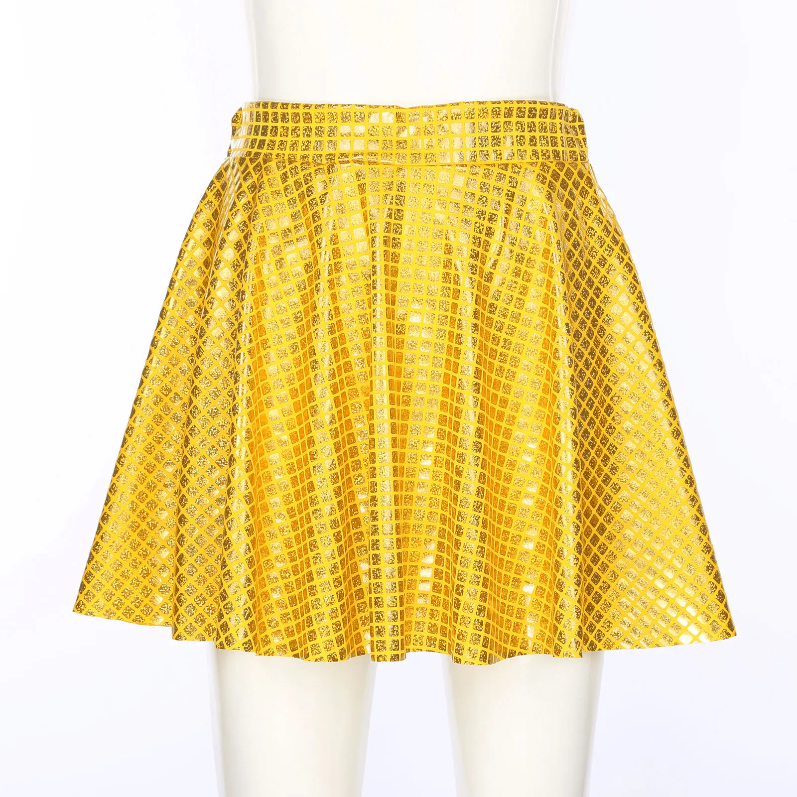 Womens Dancing Skirt Jazz Hip Hop Dancewear Shiny Plaid Sequins Ruffled Skirts for Cheerleading Dance Performance Carnival 3