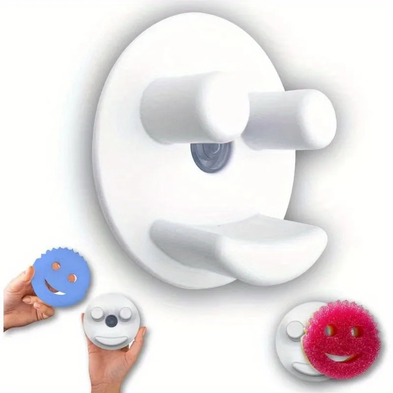 1PC Multi-functional Kitchen Rack with Smiling Sponge Holder for Sink and Bathroom