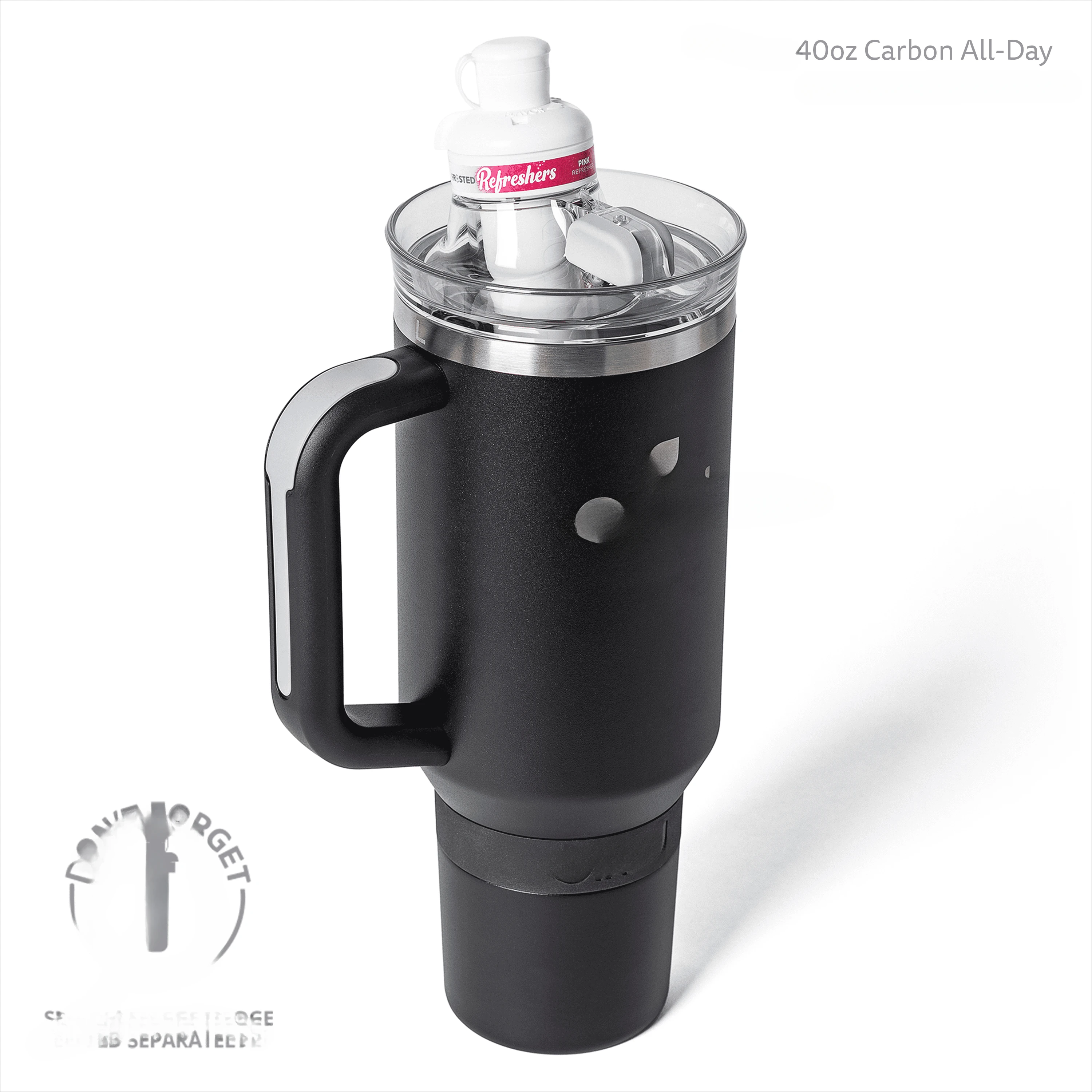 40oz All-Day Double-Wall Insulated Stainless Steel Tumbler with Handle, Carbon (Black)