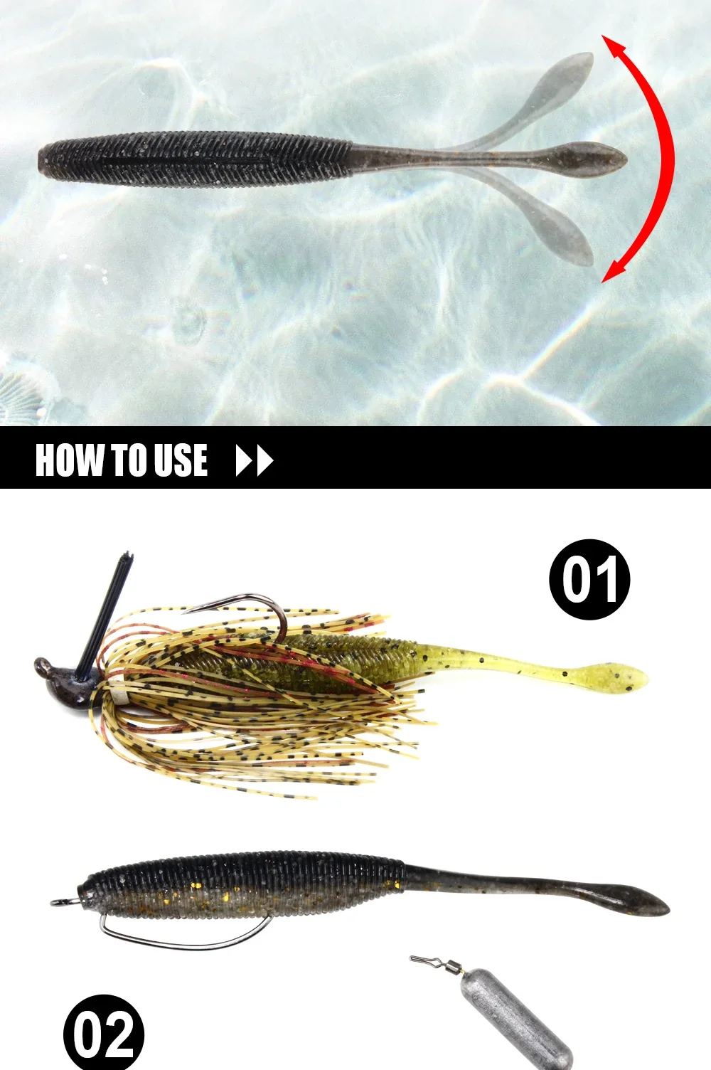 RoseWood Stick Wurm Angelköder Softbait gesalzener gerader Schwanz 7,5 cm 9 cm 11 cm Perfekter Schwimmkunststoff Dream Drop Shot Tackle – Detail 4