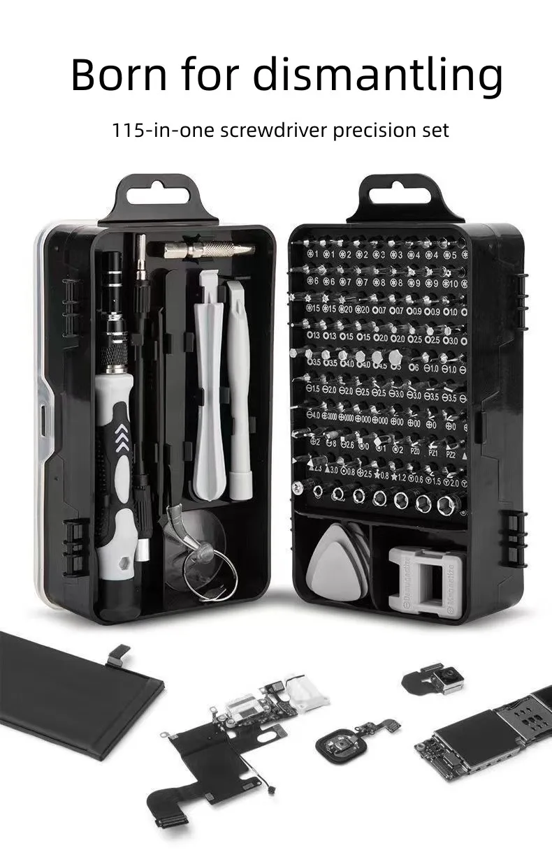 

Screwdriver set 115 in 1 Professional maintenance and disassembly screwdriver tool for home mobile phone computer