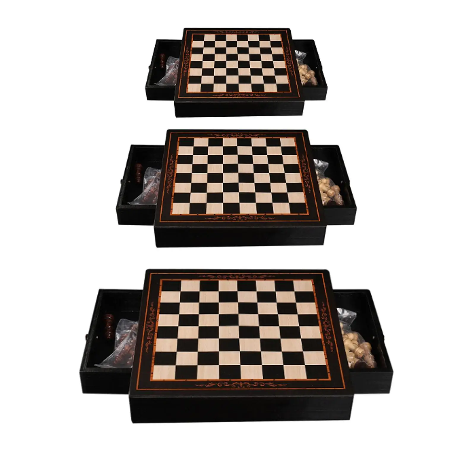 Chess Board Set Strategy Game Housewarming Gift 2 Extra Queens Board Games with Drawers for Outdoor Schools Camping Kids Family