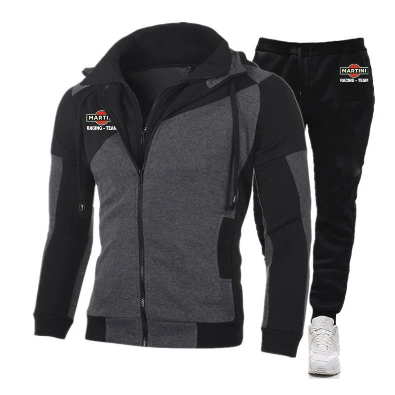 Martini Racing Print Men's Fashion zipper Hoodie Sportswear Jogging Casual Tracksuit Running Sport Suits+Pant 2Pcs Sets Clothing