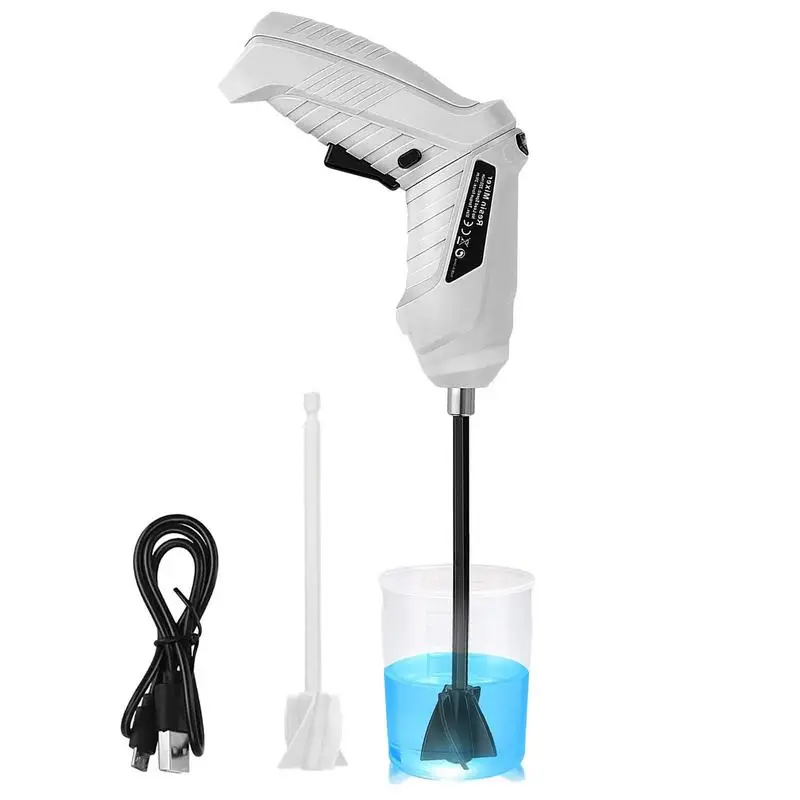 Electric Epoxy Resin Mixer Handheld USB Charging Resin Stirrer with 2  Reusable Stirring Paddles for 1/4in Drills Minimizing Bubbles Portable  Epoxy