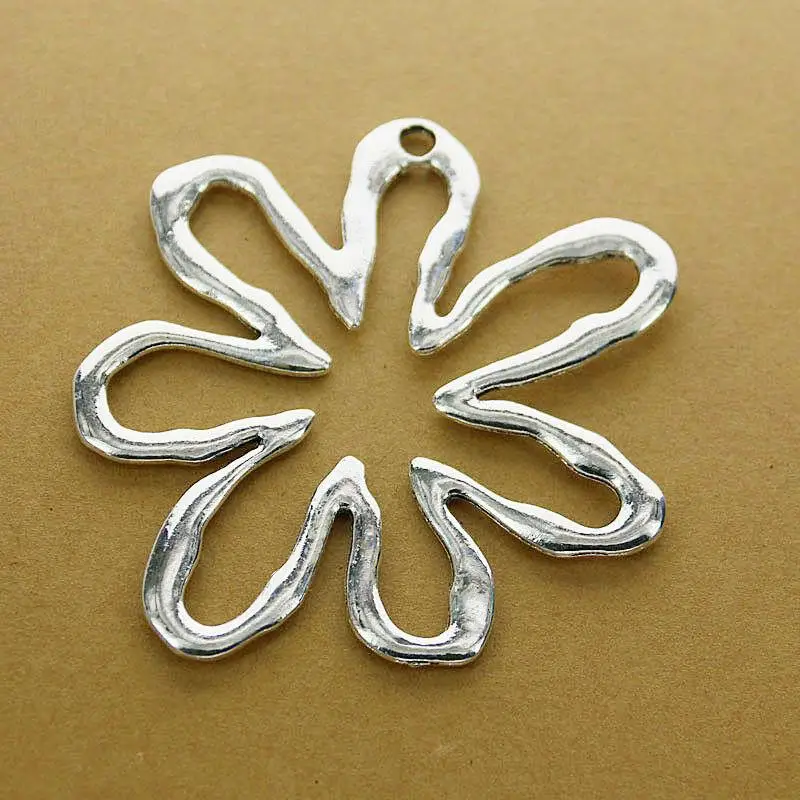 

2pcs 35x62mm, hole 3mm Tibetan silver color hollow flower design charms h0909