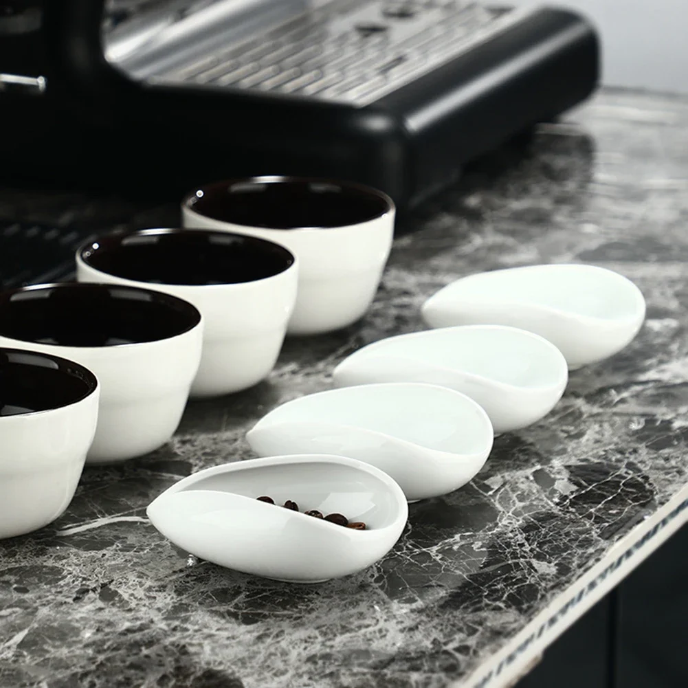Coffee Accessories Coffee Beans Dose Trays Pure White Smooth Porcelain Teaspoon Special Shape Design For Espresso