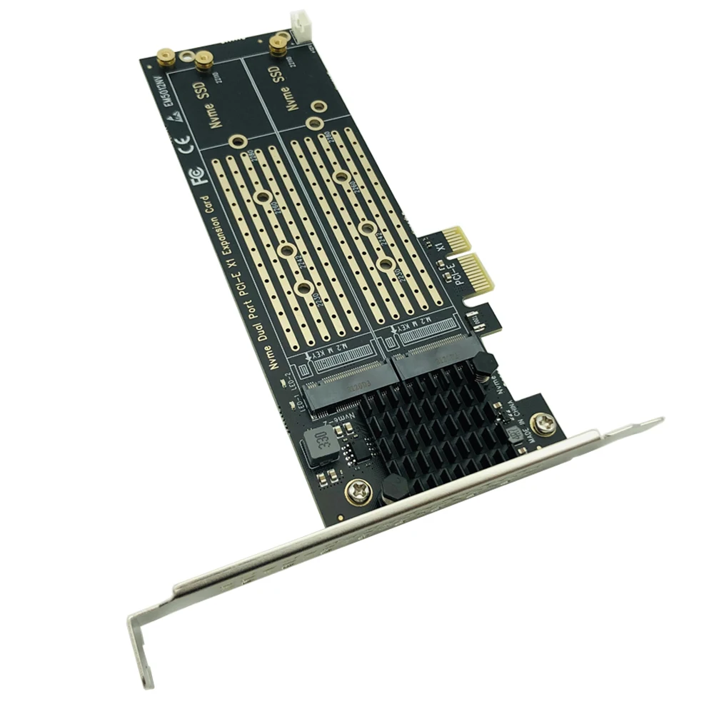 PCIe to M.2 NVMe adapter card Dual NVMe SSD support with PCIe X1 expansion card