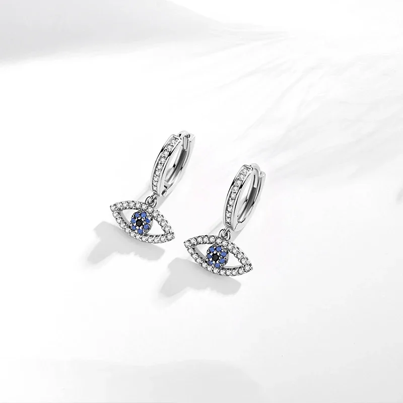 TONGHZE Vintage Evil Eye Drop Earrings For Women 925 Sterling Silver Gothic Mini Small Earrings Turkey Jewelry