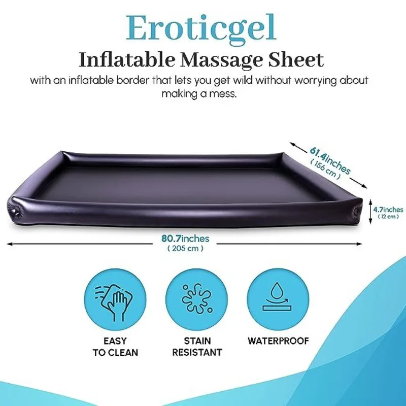 Inflatable Massage Sheet Water Bed Couples Passion Body Oil Spa Spill-Proof Border Black Durable PVC Waterproof Sex Furniture