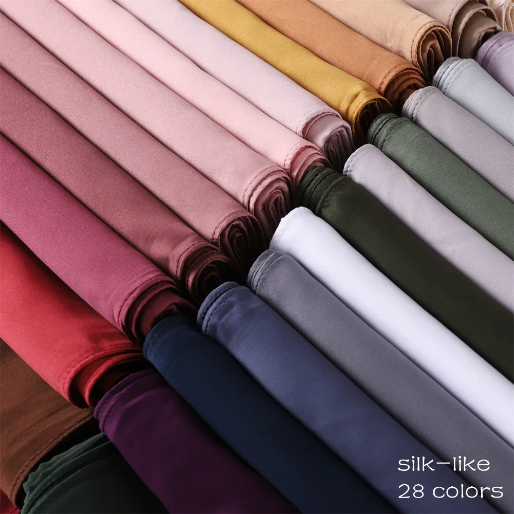 New Muslim Satin Silk Hijab Abayas Big Size Long Shawls Solid Headscarf Wraps Islamic Turban Headband Luxury Bandana Bufandas