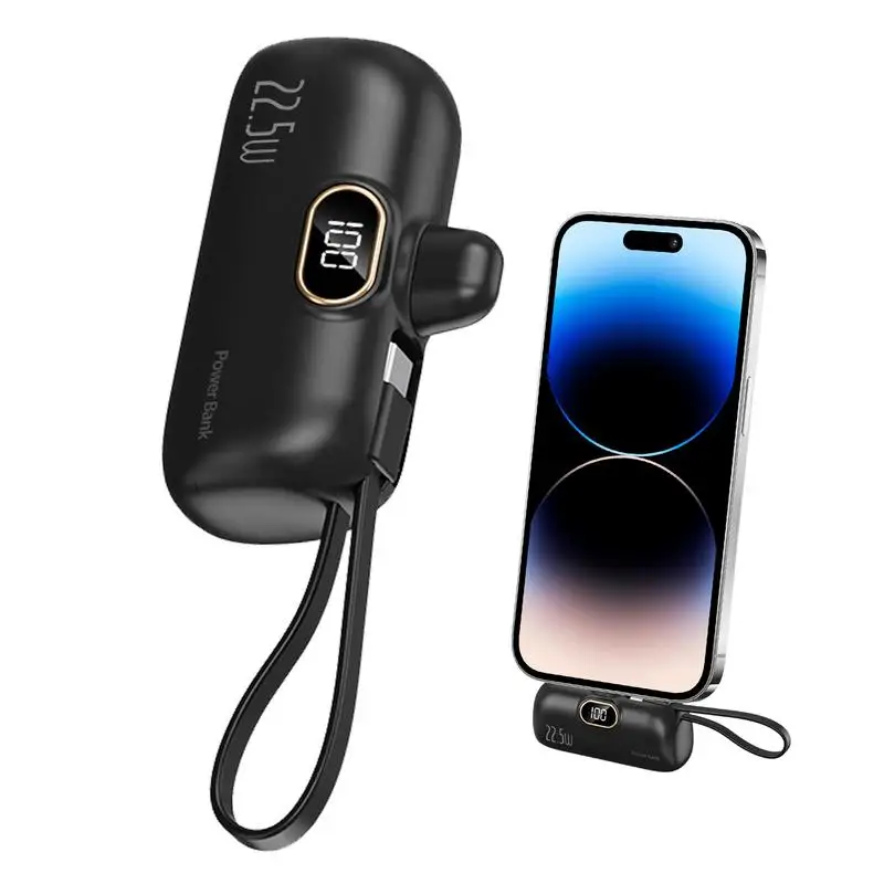 Caricabatteria Per Telefoni Pd 22.5W 5000Mah Mini Tipo C Powers Bank Powers Bank Cavo Integrato Per Serie E La Maggior Parte Elettronica
