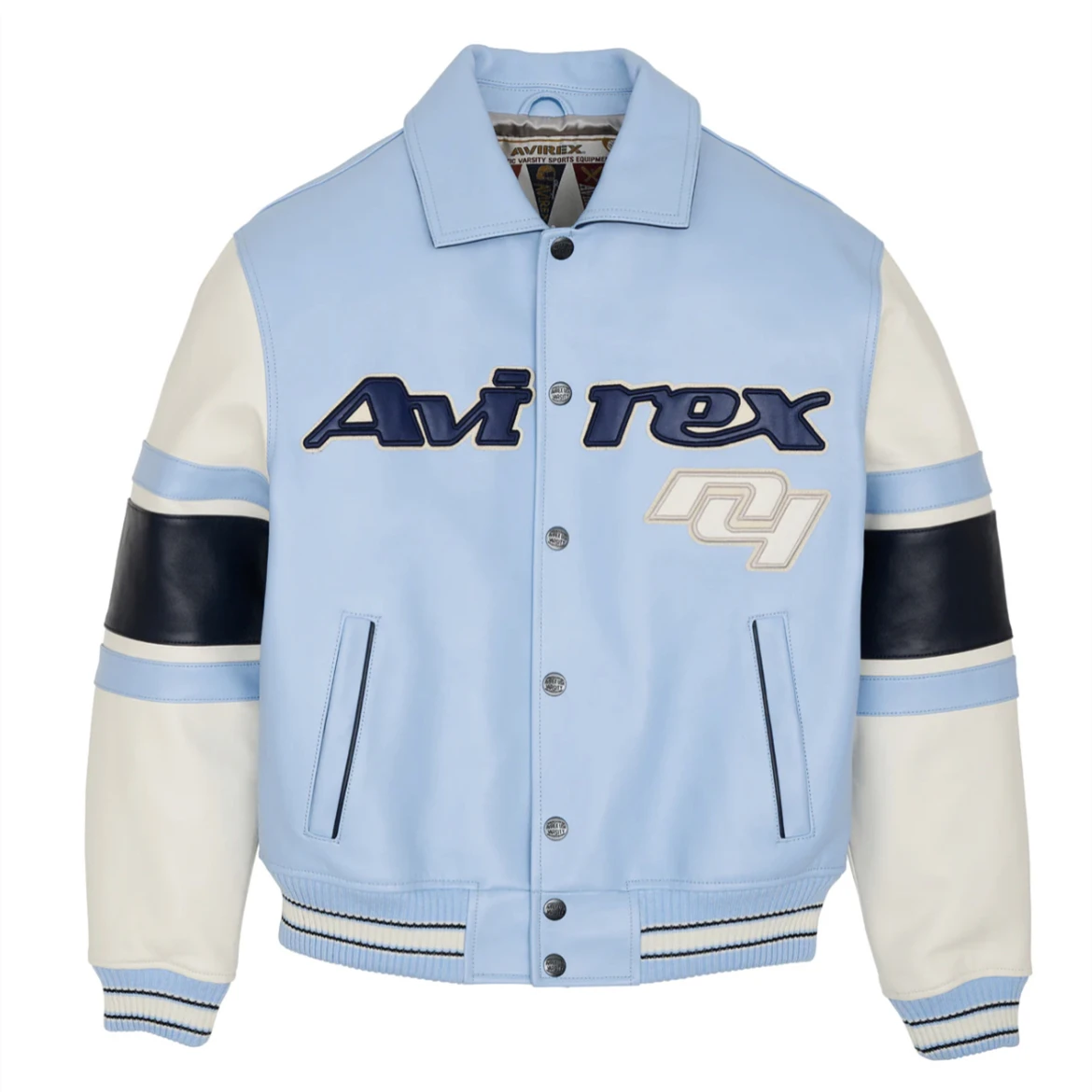 Avirex New Europe Giacca In Pelle Di Agnello Da Uomo Ricamo American Size City Casual Flight Suit Cappotto Allentato In Pelle Di Pecora