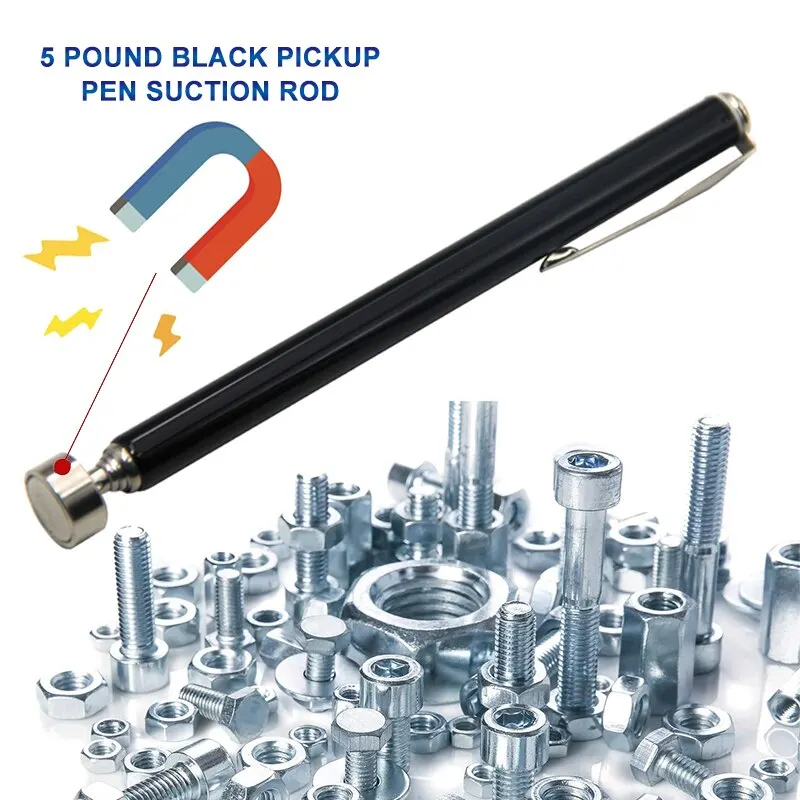 Magnetic Retractable Pickup 2pc 5 Pound Iron Rod Portable Multifunctional Extractor Pen Clip Automotive Repair Tool