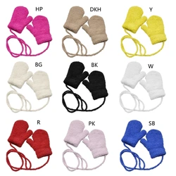 Children Full Finger Gloves Windproof Baby Warm Mittens Toddler Outdoor Gloves with Long Rope for 1-3 Years Old G99C