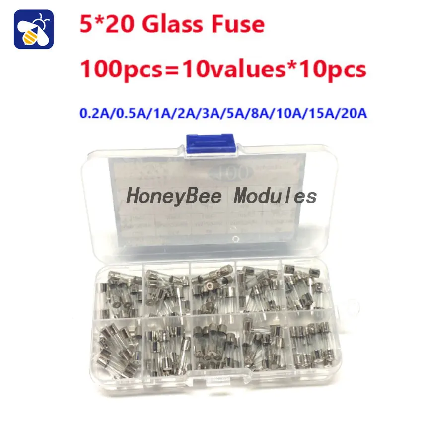 

5x20mm glass tube fuse 0.5A~20A fuse 100PCS box
