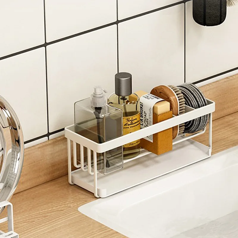 

Windowsill Sink Wall Hanging Free Installation Drain Shelving Kitchen Bowl Brush Rag Dishwashing Detergent Plastic Storage Rack