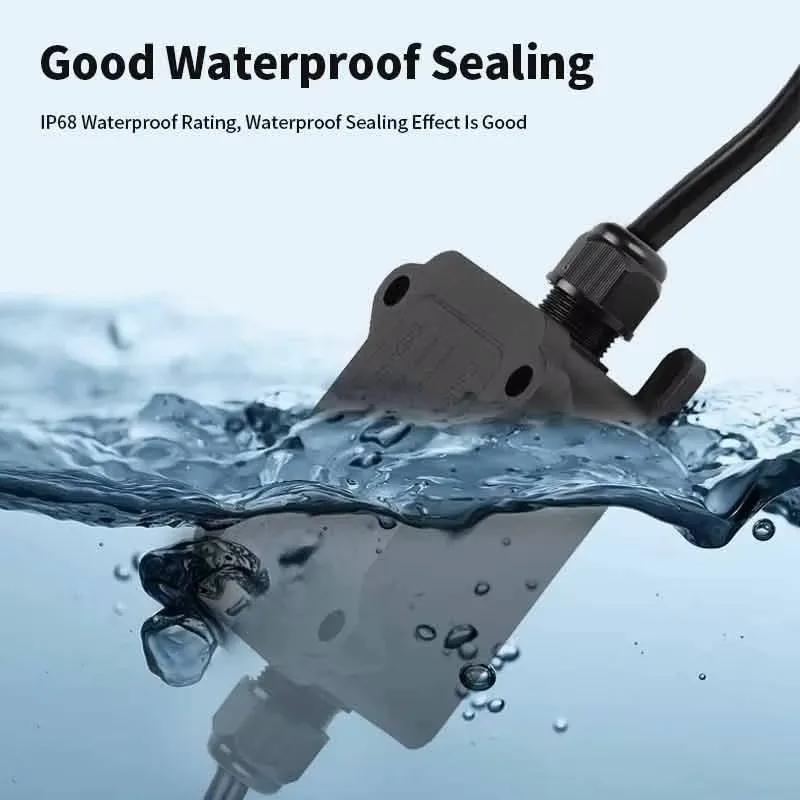IP68 Black Waterproof Outdoor Junction Box with Durable PC Plastic and Terminal