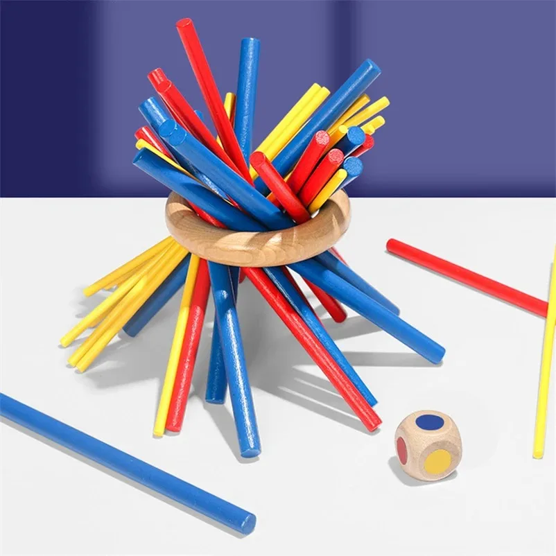 Montessori Toys Wooden Stick Toys for Creative Kids Games Toddlers Color Matching Fine Motor Toys Balance & Patience Training 2