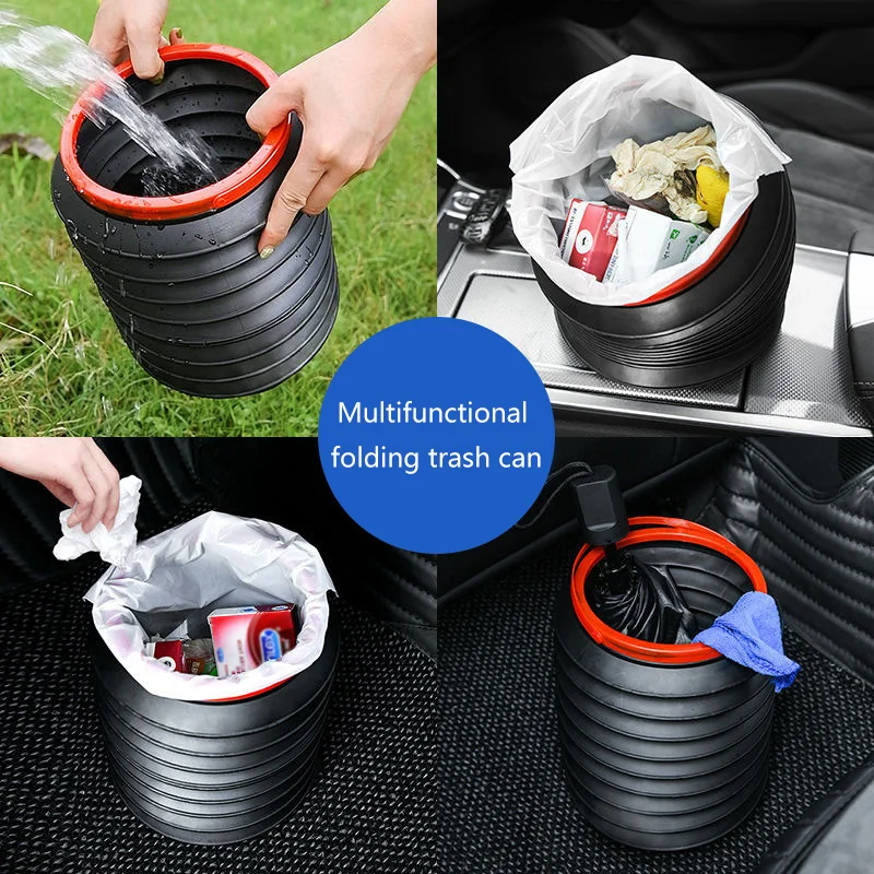 1PCS 4L Car Garbage Can Folding Car Mini Bucket 2-in-1 Portable Storage Bucket Convenient Garbage Can folding bucket car wash bucket