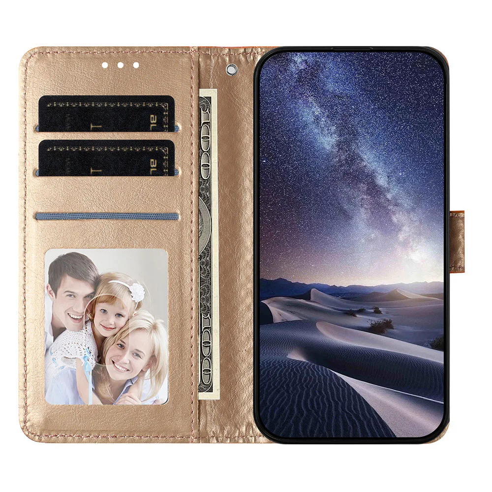 Luxury Leather Wallet Flip Case with Back Cover