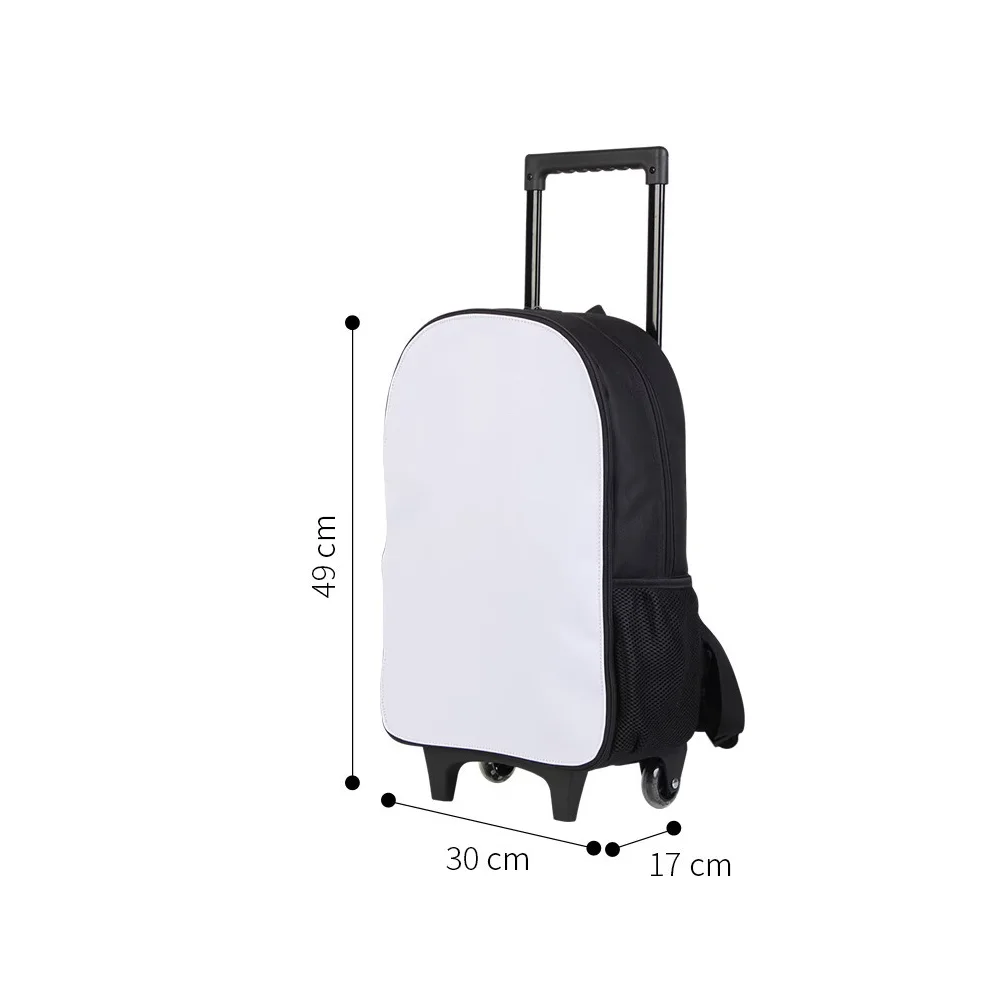 Portable Trolley School Bag Sublimation Blank Wheeled Schoolbag Student Book Bag Travel Storage Bags For Heat Transfer Print 2