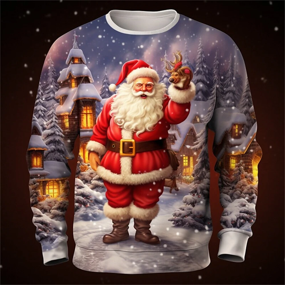

Graphic Santa Claus Fashion Daily Casual Men's 3D Print Pullover Sweatshirt Christmas Holiday Vacation Sweatshirts