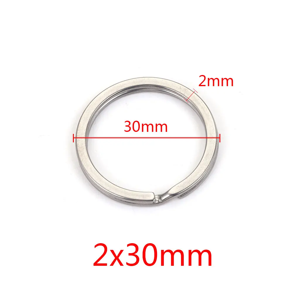 10 Stück Edelstahl-Schlüsselanhänger für Schlüssel 15–35 mm, rund, flache Linie, Schlüsselhalter, geteilte Metallringe, Schlüsselanhänger, Schlüsselanhänger-Herstellungszubehör – Detail 9
