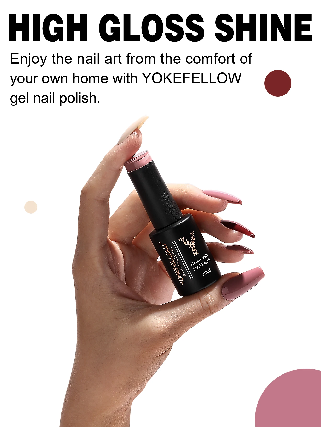 YOKEFELLOW Gel Polish Nail Set 6 Colors Skin Tones Nude Pink Gel Nail Polish Brown Neutral Soak Off Nail Art Design Salon DIY 4