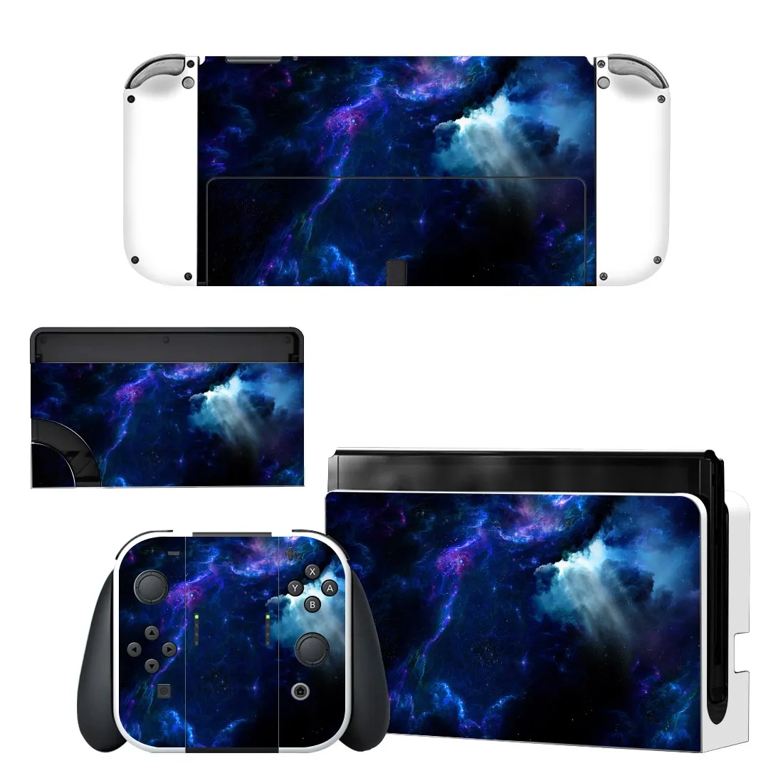 Full Body Protective Cover Skin Decal Compatible Nintendo Switch Oled Game Console Controller Decor 1set Starry Colorful Sticker 