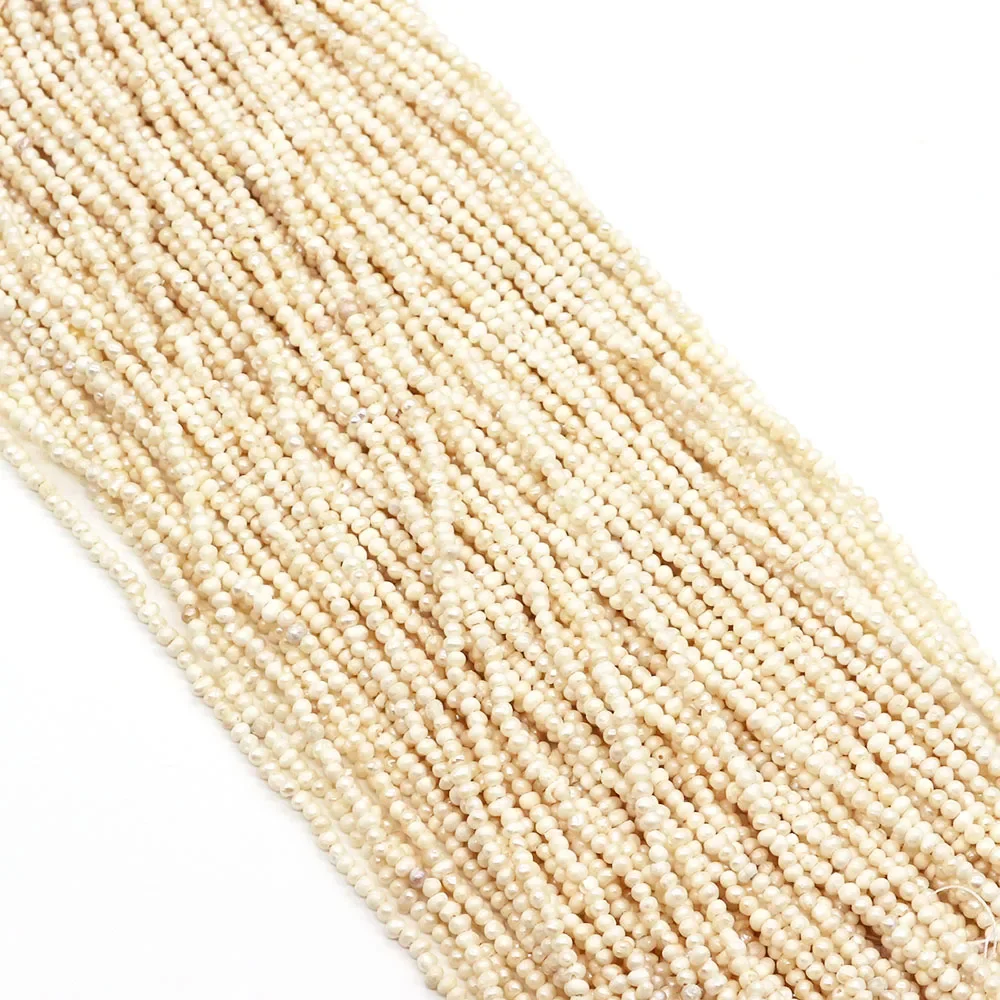 1strand 3-4mm Natural Freshwater Pearl Loose Beads Irregular Round Shaped Matte Beads White Color DIY  Making Necklace Bracelets