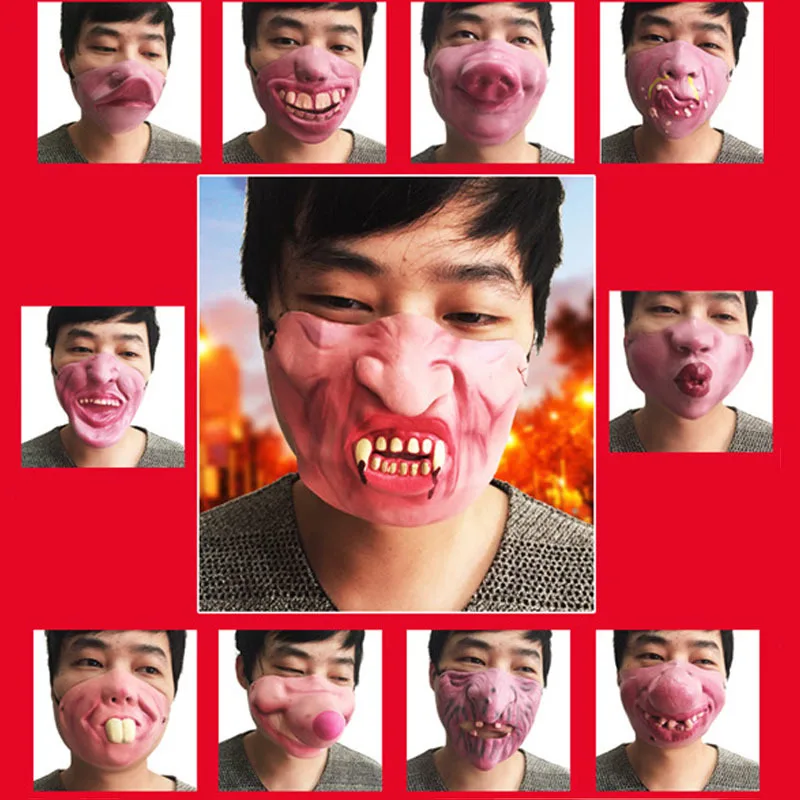 

Cartoon Funny Big Ugly Teeth Half Face Mask Realistic Cosplay Novelty Horror Halloween Scary Party Masquerade Bar Latex Mask