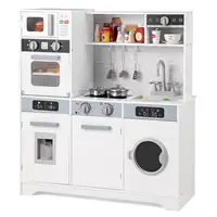 Kids Play Kitchen Toy Set w/ Water Dispenser Sink Faucet Microwave Oven Utensils 1