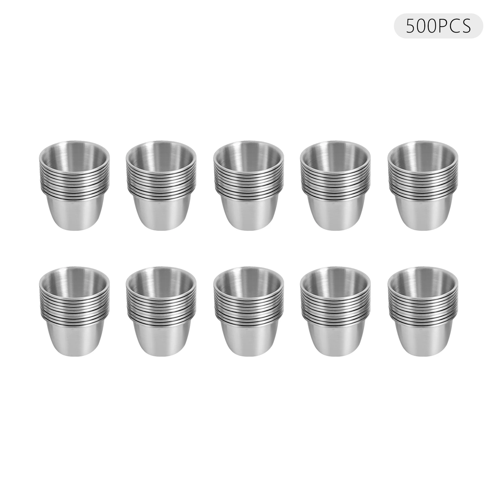 Premium 500er-Pack Edelstahl-Saucenschälchen, 70ml Mini-Gewürzbehälter Stapelbar für Restaurant, Heimküche, Party-Buffet – Detail 8