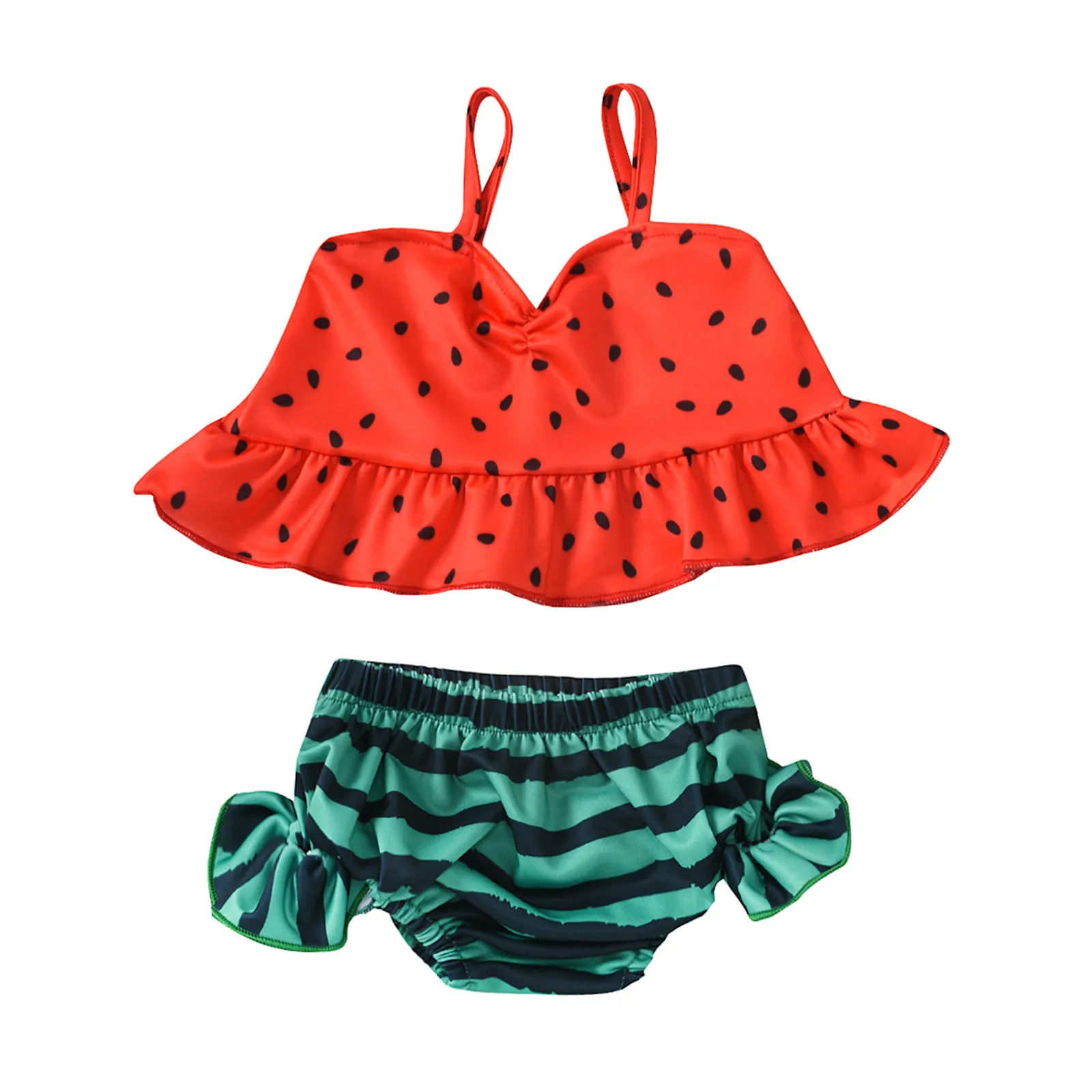 Bikini Two Outfits Printed Watermelon Baby Piece 6M 3Y Summer Ruffles ...